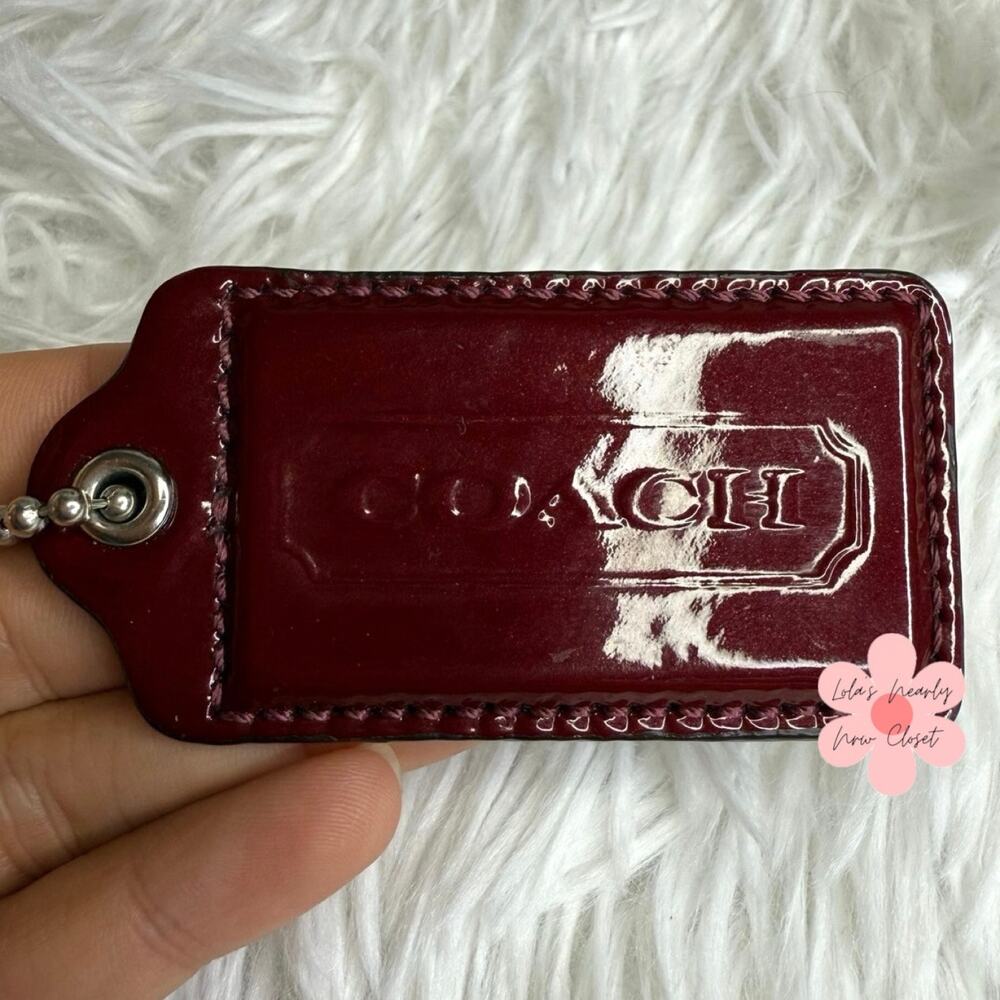 2.5" COACH Burgundy Fob Bag Charm Hang tag Hangtag